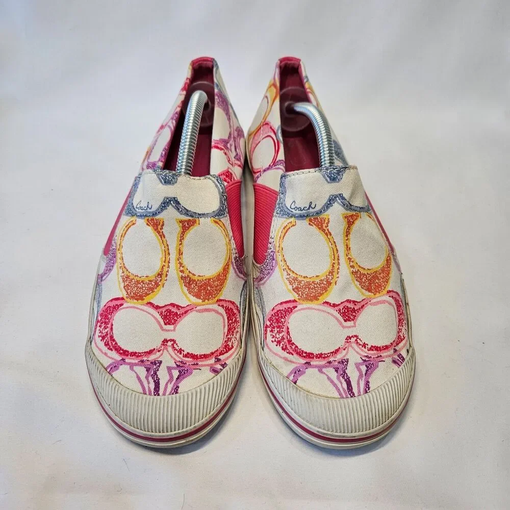 Coach Womens Kaycee Multicolor Poppy Monogram Slip On Shoes Size 7.5B Comfort